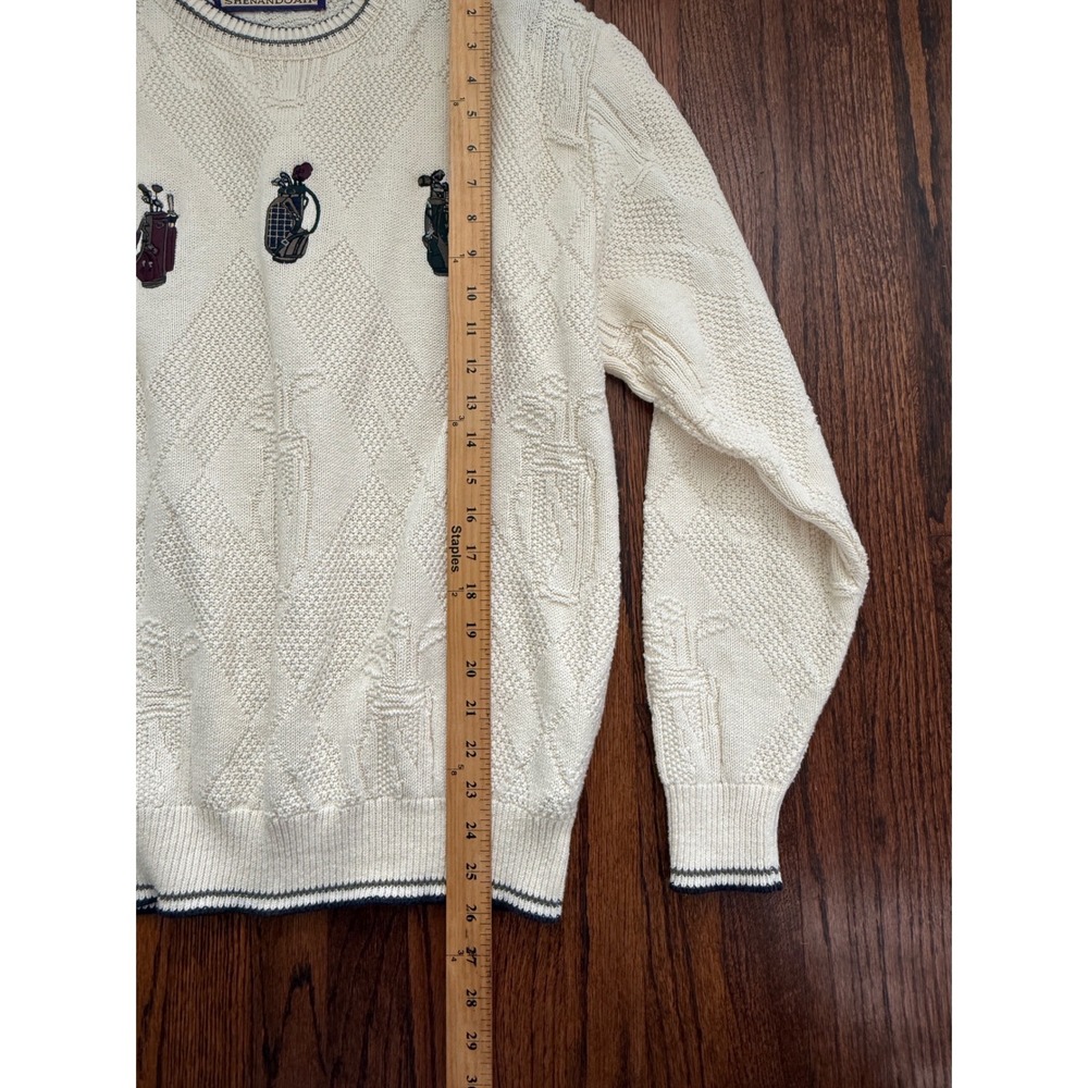 Vintage Shenandoah Mens 90s Embroidered Chunky Knit Sweater M Preppy Oldmoney‎ - Picture 9 of 13